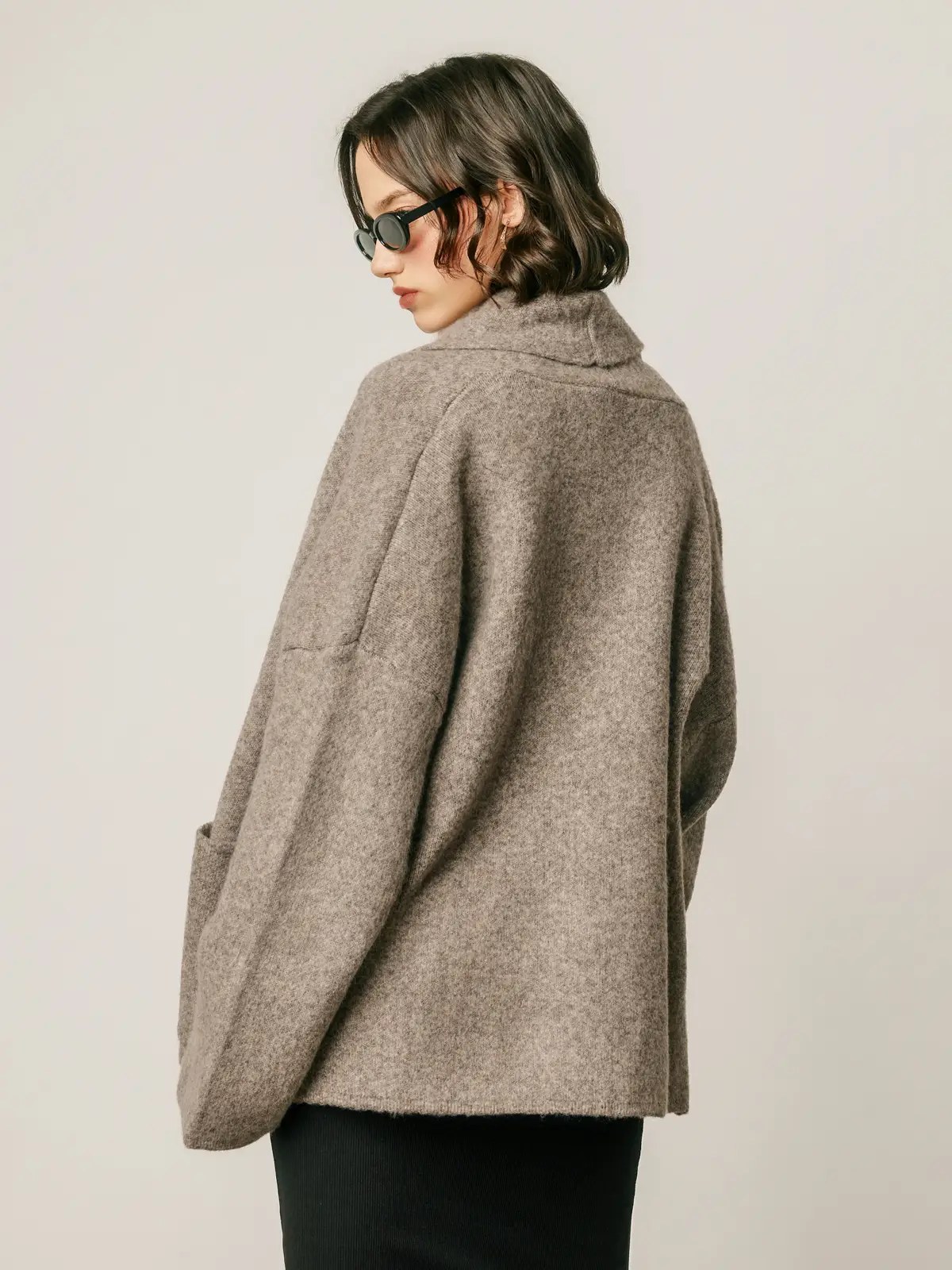 Relaxed Shawl Collar Open Front Cardigan