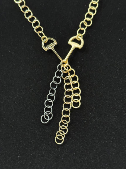 Multi Metal Chain Necklace with Gold Stirrups nw 24 42
