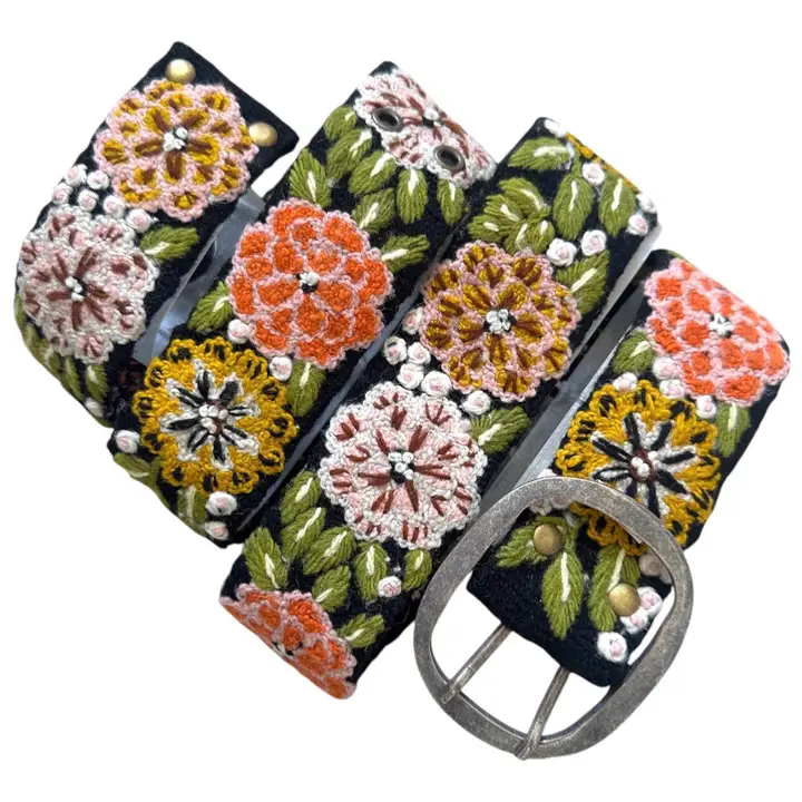 Peruvian Belts vintage blossom black