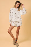 Round Neck Long Sleeve Weenie All Over Print Sweatshirt Melange