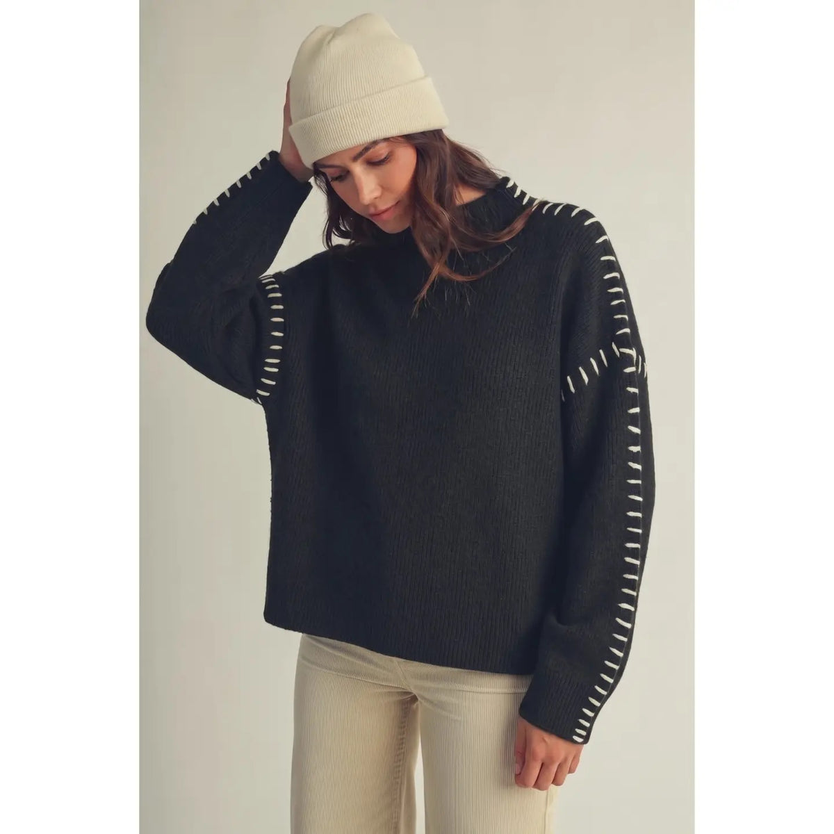Cadence Stitched Mock Neck Sweater