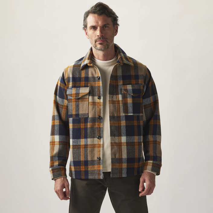 Filson Seattle Wool Jac- Shirt | Navy & Bronze Plaid
