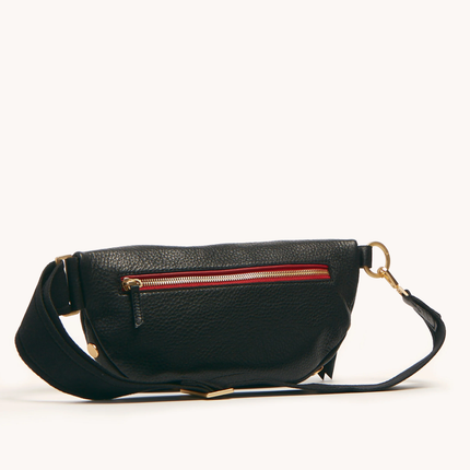 charles crossbody med black/brushed gold red zip NA