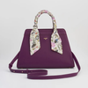 Floral Engravings Large Plum Tote front