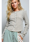 Vintage Solid Metal Button Down Thermal Top