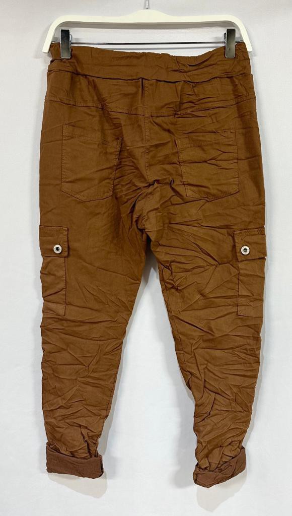 Darcy Solid Cargo Crinkle Jogger Pant | Tobacco back