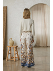Border Print Satin Pants, ivory/navy-back