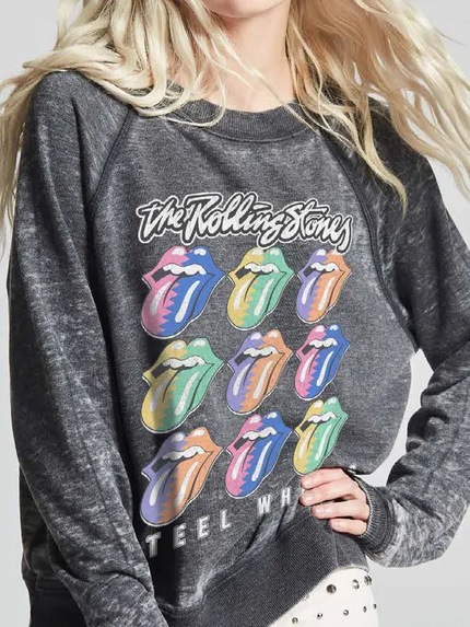 Recycled Karma Rolling Stones Steel Wheels Sweatshirt | Black