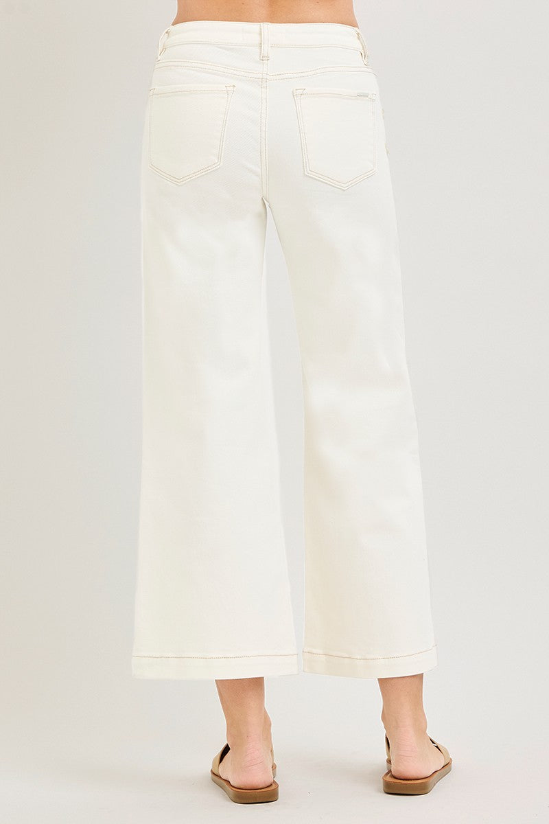 Elli Mid Rise Crop Flower Pants, cream-back