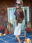 ANTIQUE GOLD RUFFLE NECK VELVET SHIRT