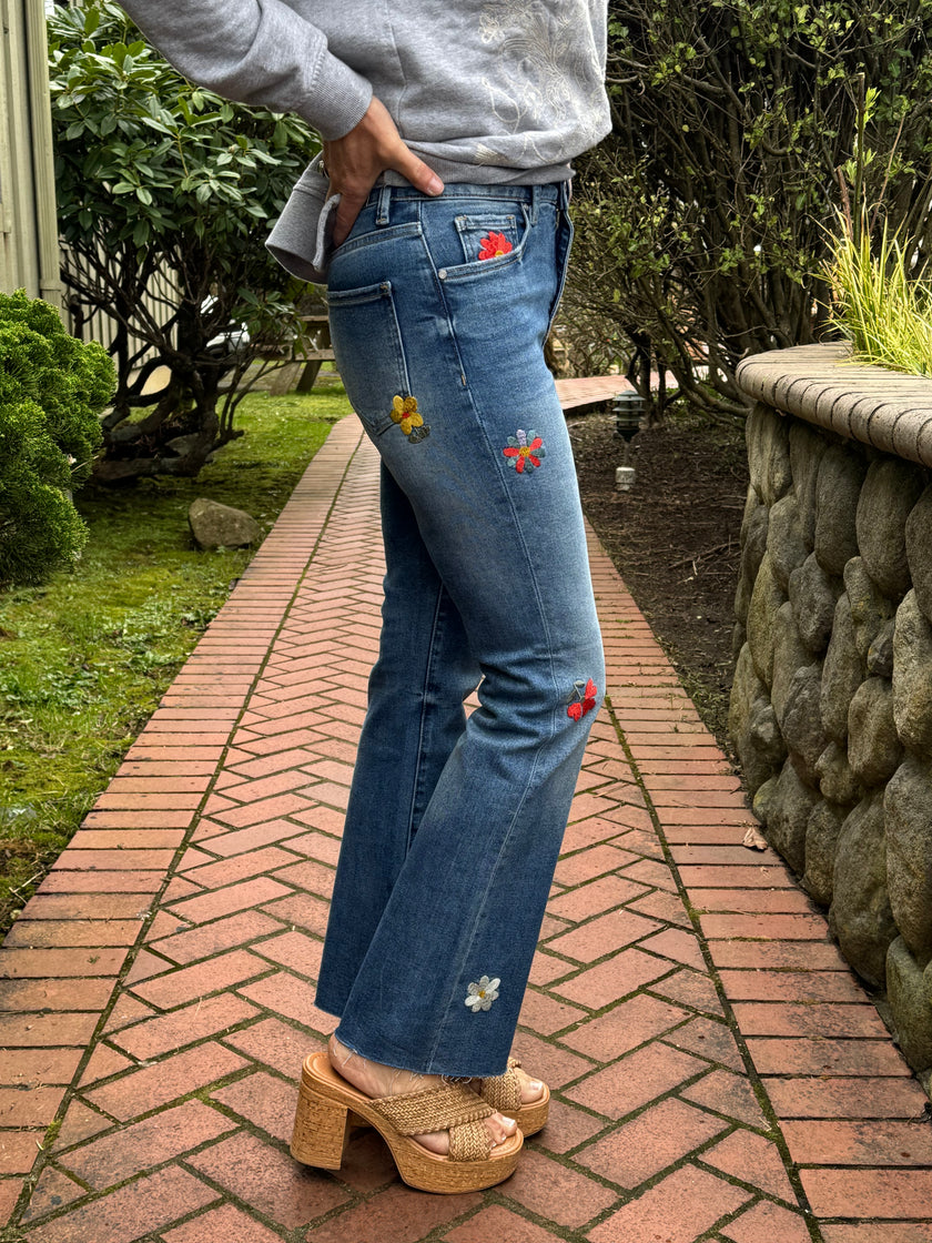 Spring Bloom Mid Rise Bootcut Jeans right leg