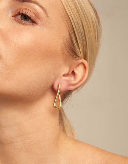 18K gold-plated link shaped earrings fit