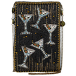 Sip Happens Black and Diamond Beaded Martini Crossbody front