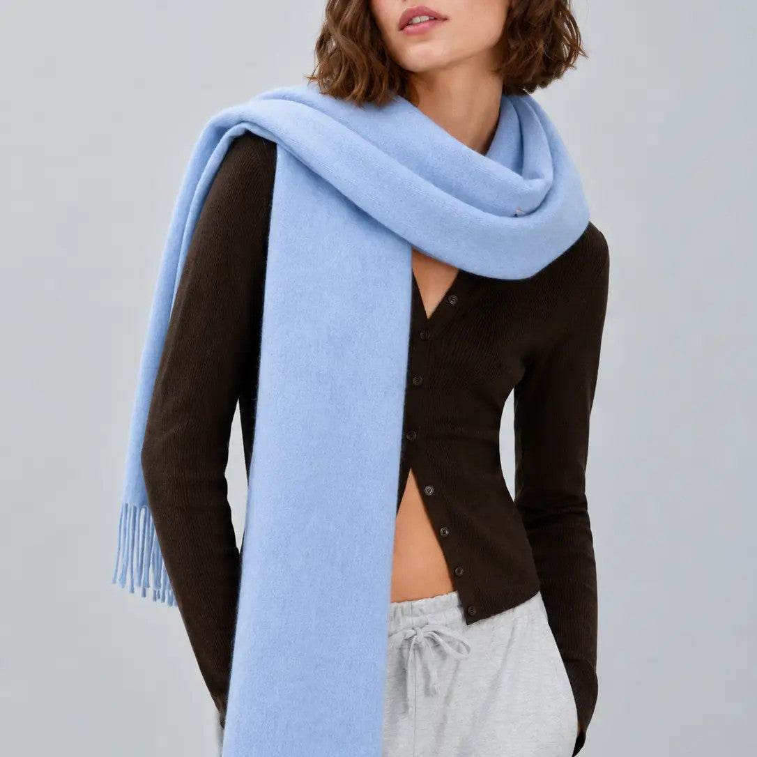 Wool Blend Solid Fuzzy Scarf