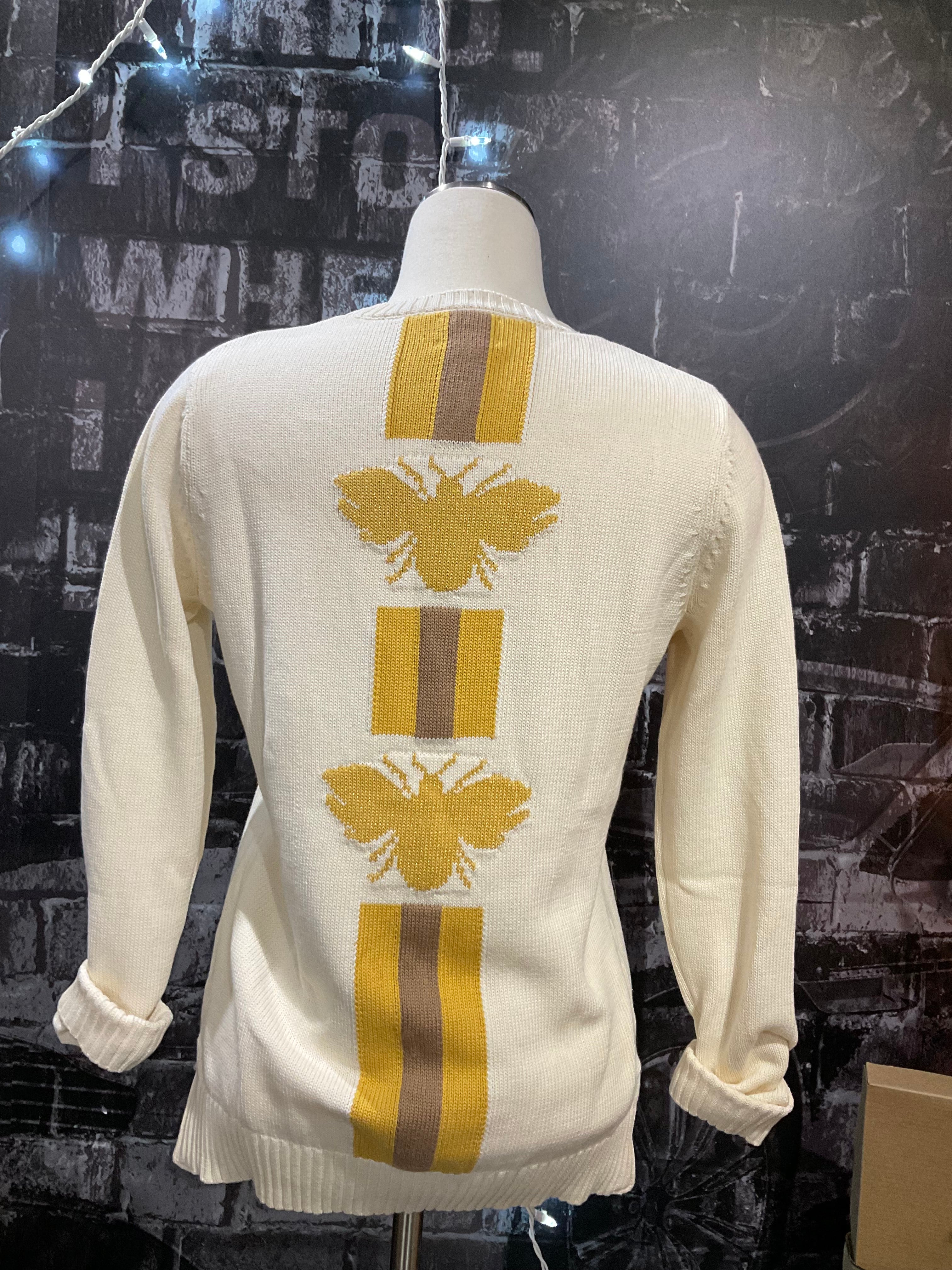 Gold Queen Bee Honey EMB Sweater