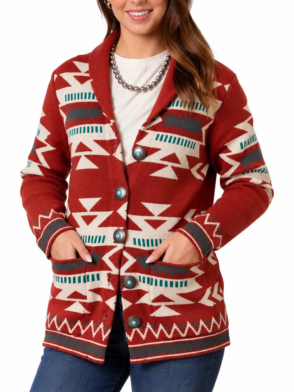 Parker Cardigan, red multi