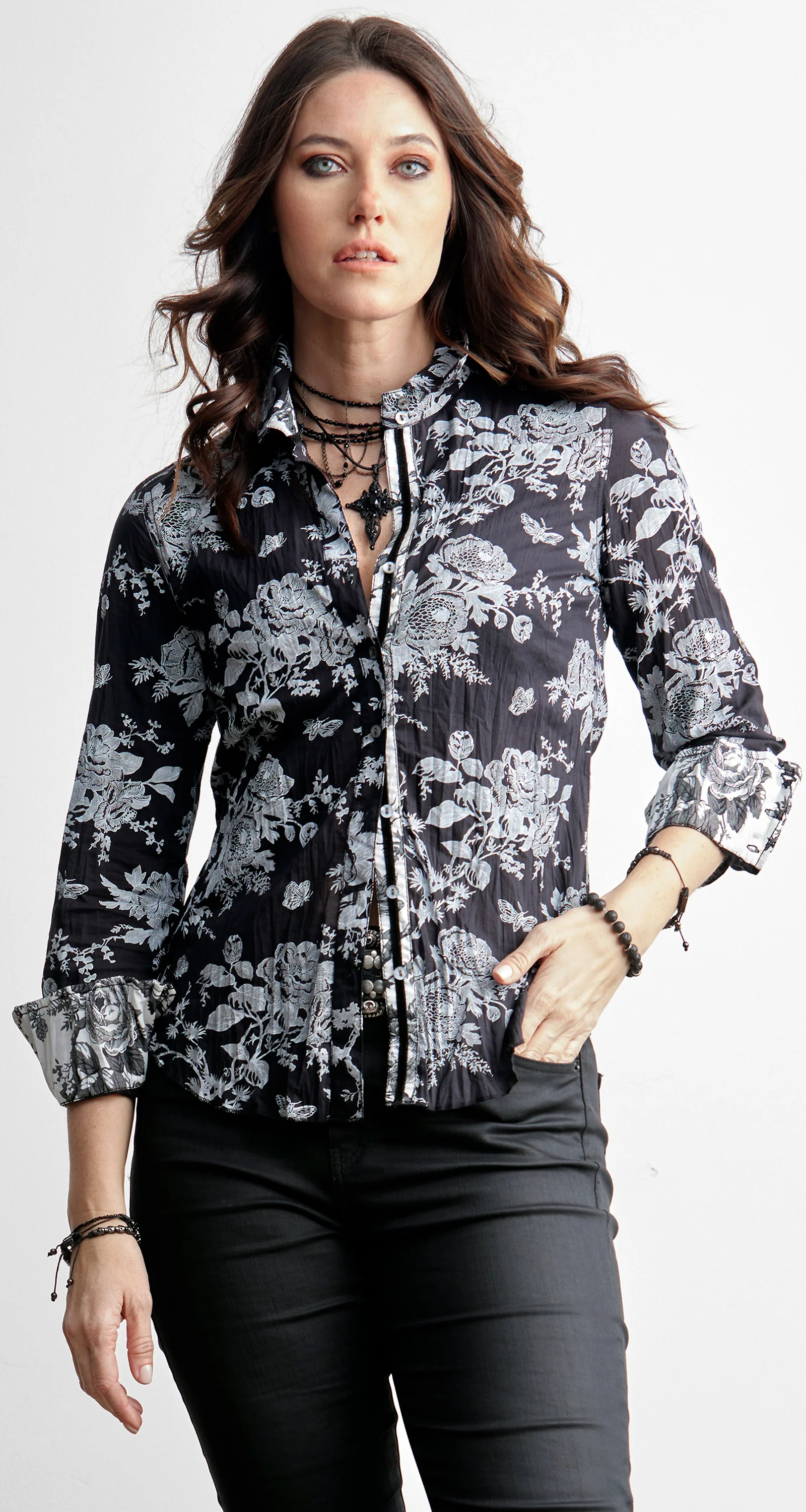 TOILE BUTTON DOWN SHIRT black