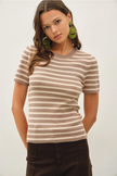 Sweet Striped Short Sleeved Sweater