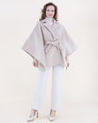 Notched Lapel Belted Tailored Cape beige