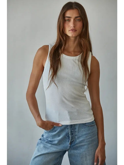 Knit Ribbed Round Neck Tank