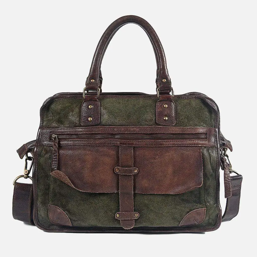Boomsma | Leather Messenger Laptop Bag with Pockets back