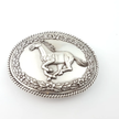 Western Oval Belt Buckle with Galloping Horse Design