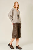 Dog Graphic V-Neck Sweater