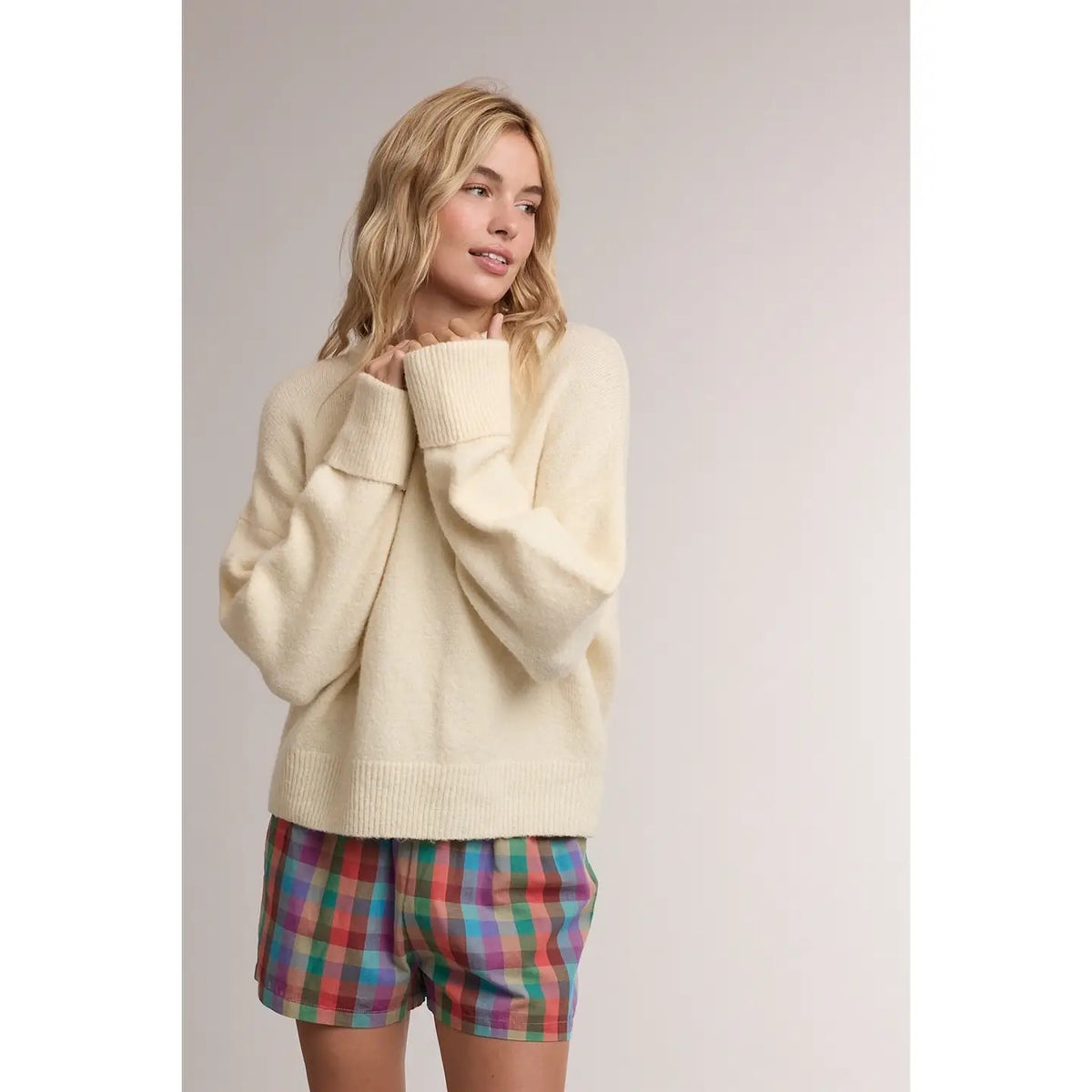 Relaxed Crewneck Soft Knit Sweater - Banana Milk