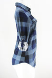 Yenisa Rolled Sleeve Flannel Plaid Shirt - Blue/Black profile