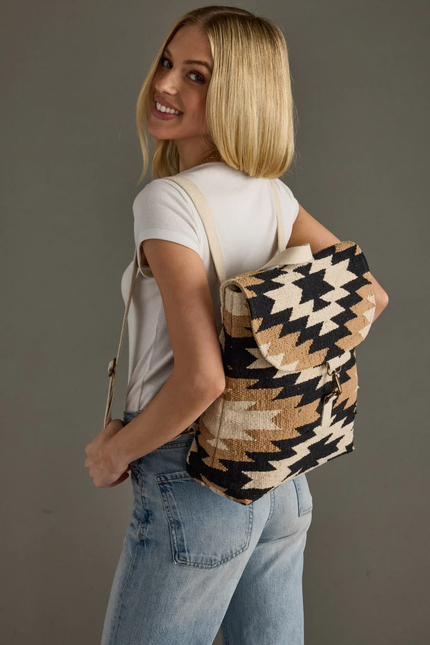 Cream, Black & Tan Western Backpack