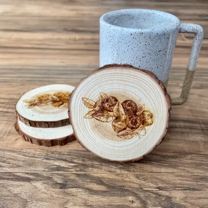 Engraved Wood Coasters | Blueberry