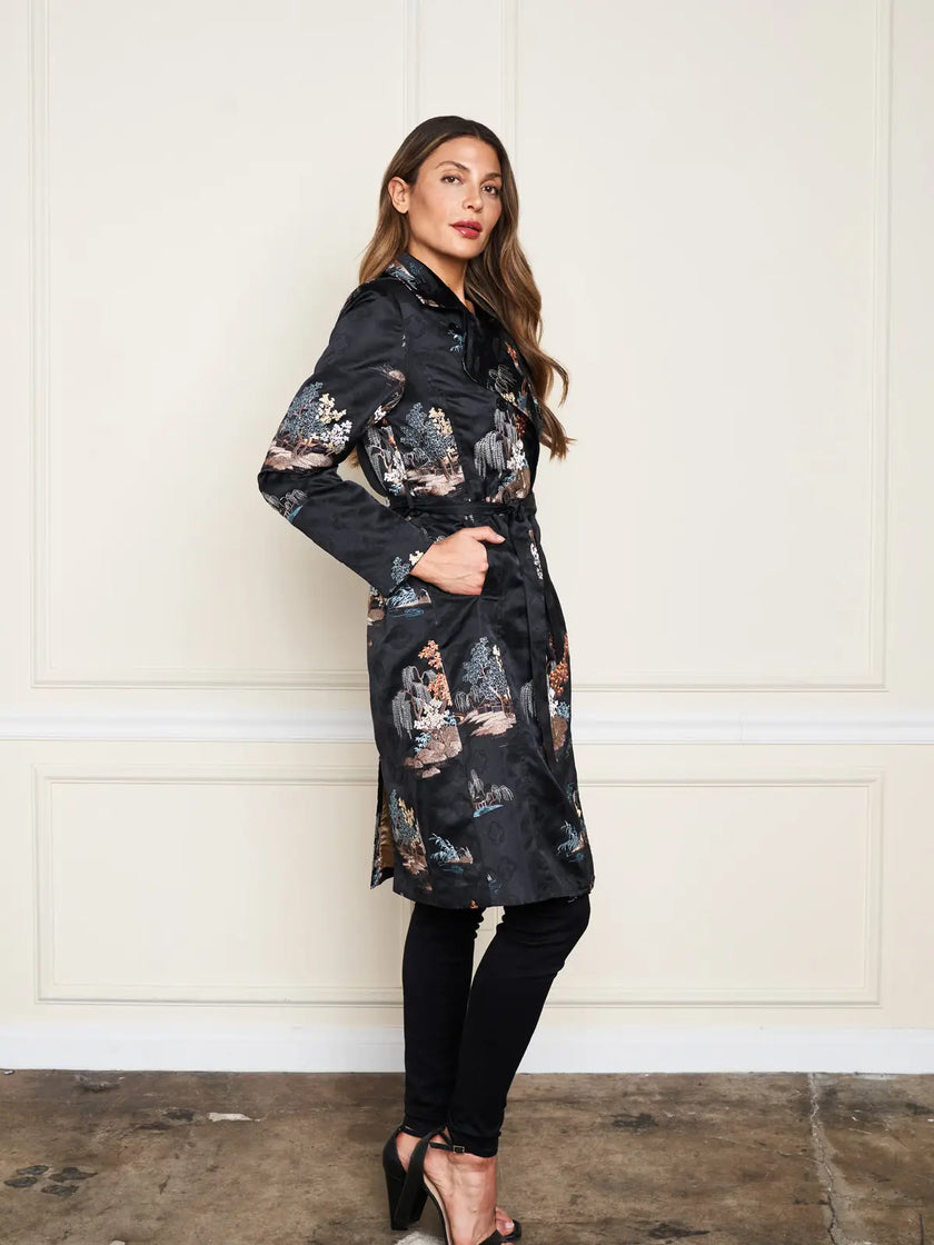EMB'D JACQUARD TRENCH COAT