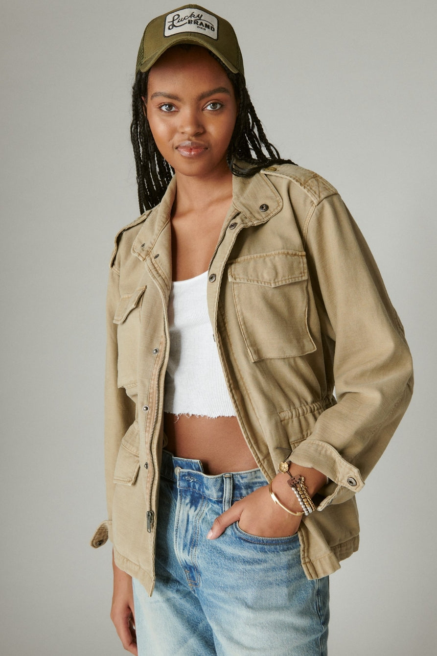 Lucky Four Pocket Military Jacket Twill | front open