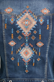 Aztec Embroidered Denim Jacket back embroidery close up