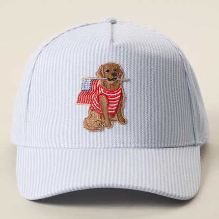 Dog Sitting  Seersucker Trucker Hat Blue