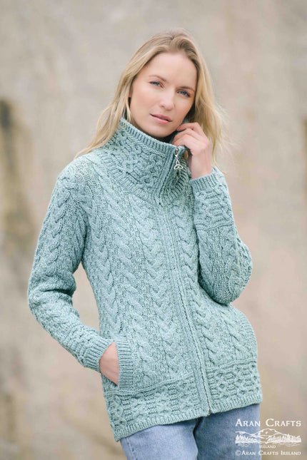 Erin Double Collar Cardigan, mermaid-front