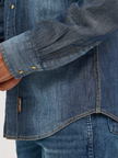 Mens Wrangler Retro Denim Shirt cuff and hem close up