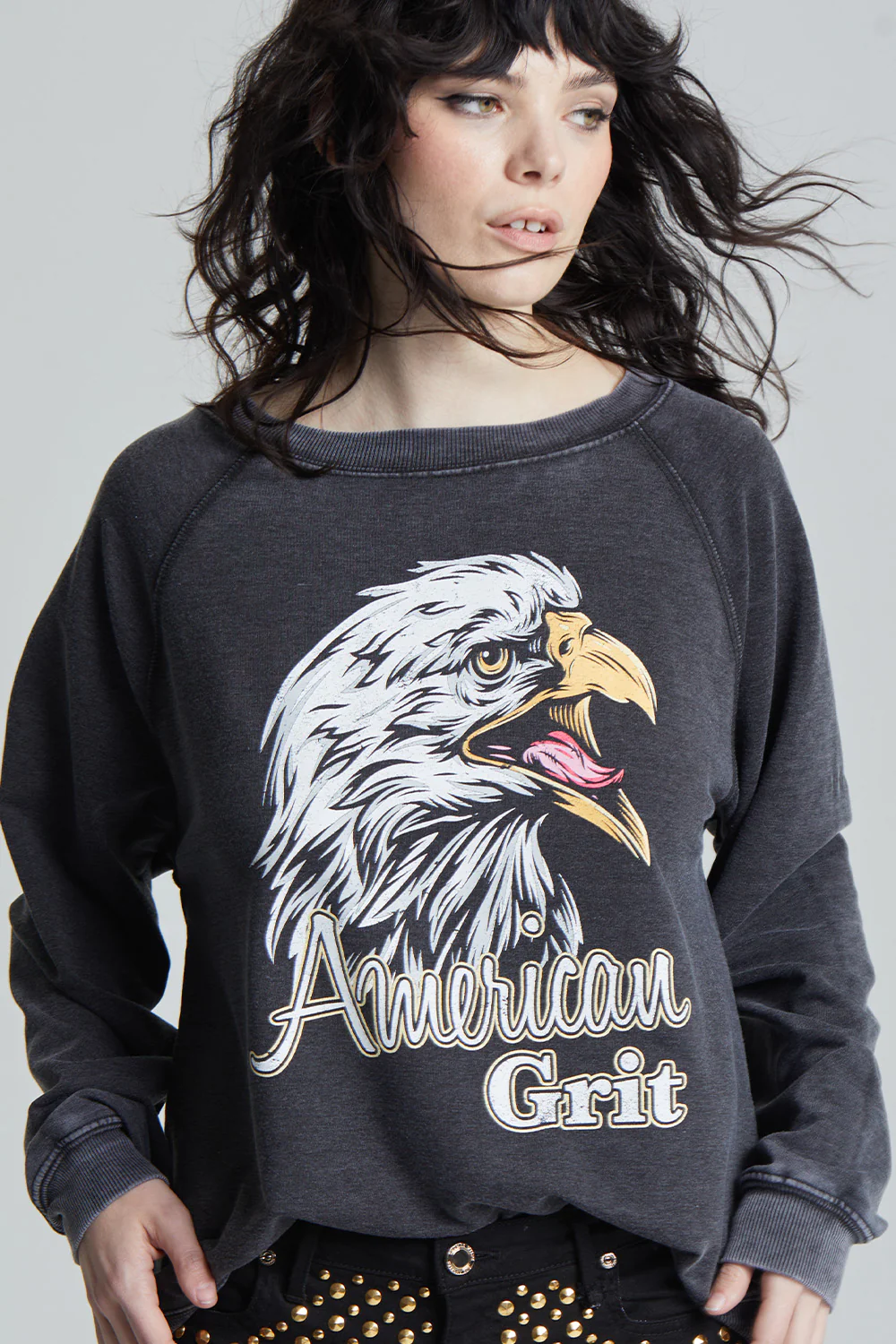 Recycled Karma American Grit LS Burnout Sweatshirt | Black