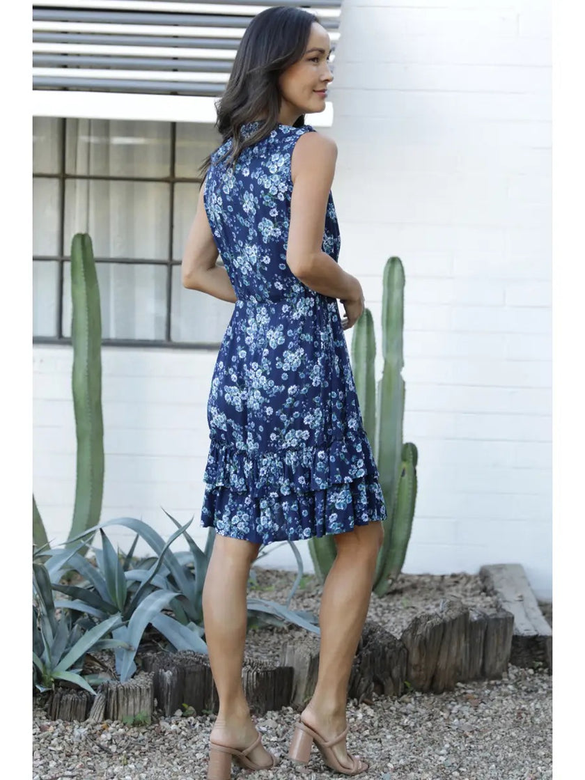 Printed Tank Dress with Ruffles