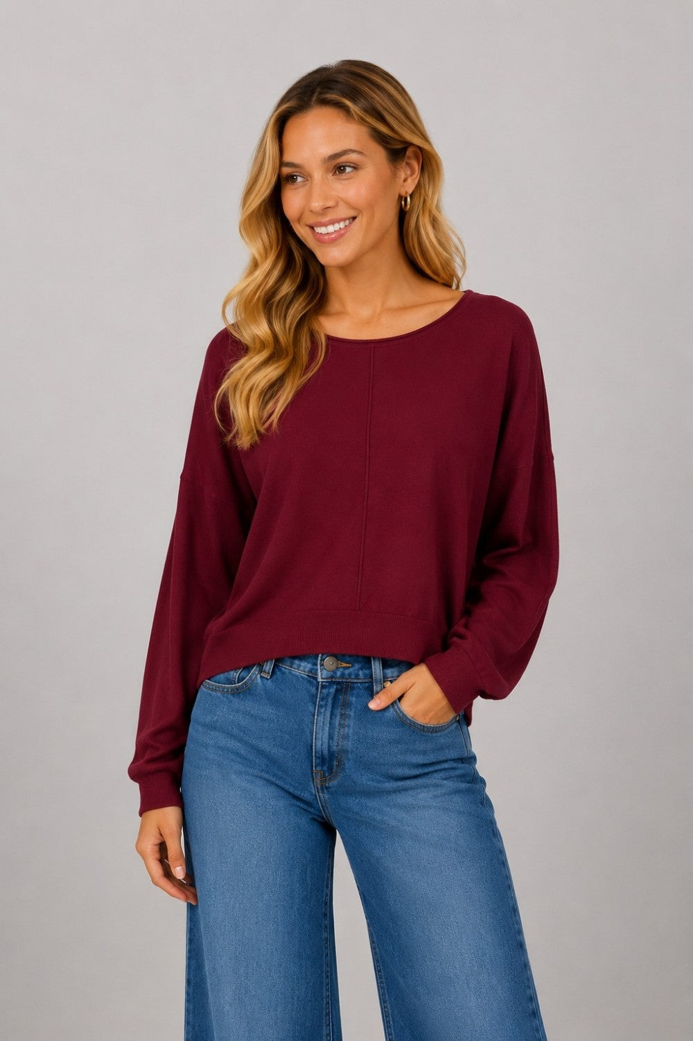 Natalie Round Neck Front Seam Sweater