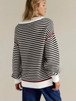 Striped Crewneck Knit Sweater | Loose Fit Pullover Top