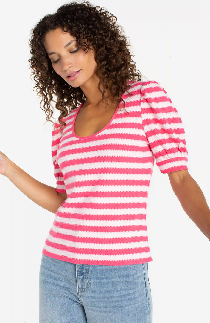 Half Sleeve Scoop Neck Knit Top