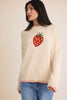 ROUND NECK LONG SLEEVE SLOUCHY STRAWBERRY SWEATER