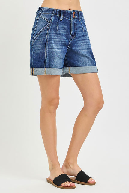 High Rise Seamed Roll Up Short