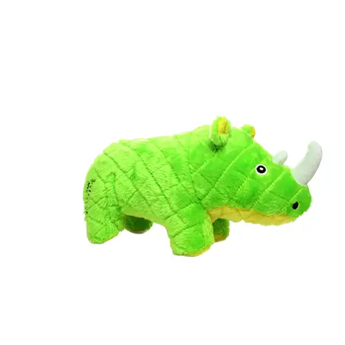 Mighty Safari Rhinoceros - Green, Plush, Squeaky Dog Toy