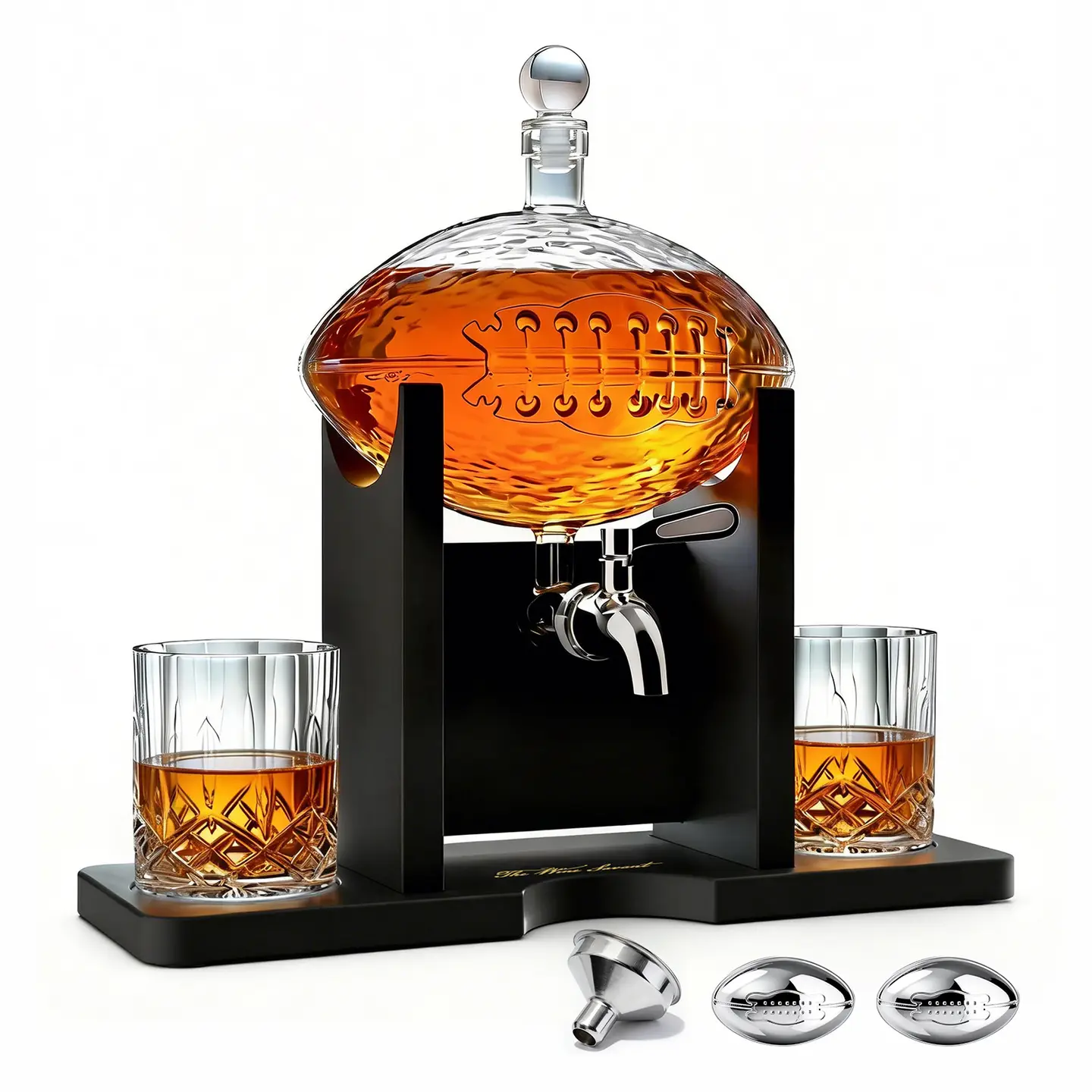 Football Decanter Set with 2 Whiskey & Wine Glasses | 1400mL