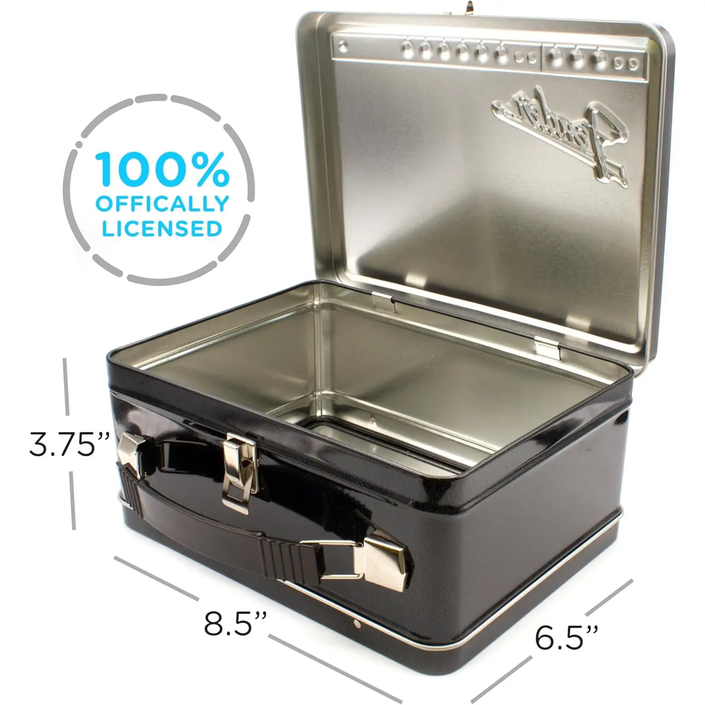 Fender Amplifier Metal Fun/Lunch Box open inside, dimensions