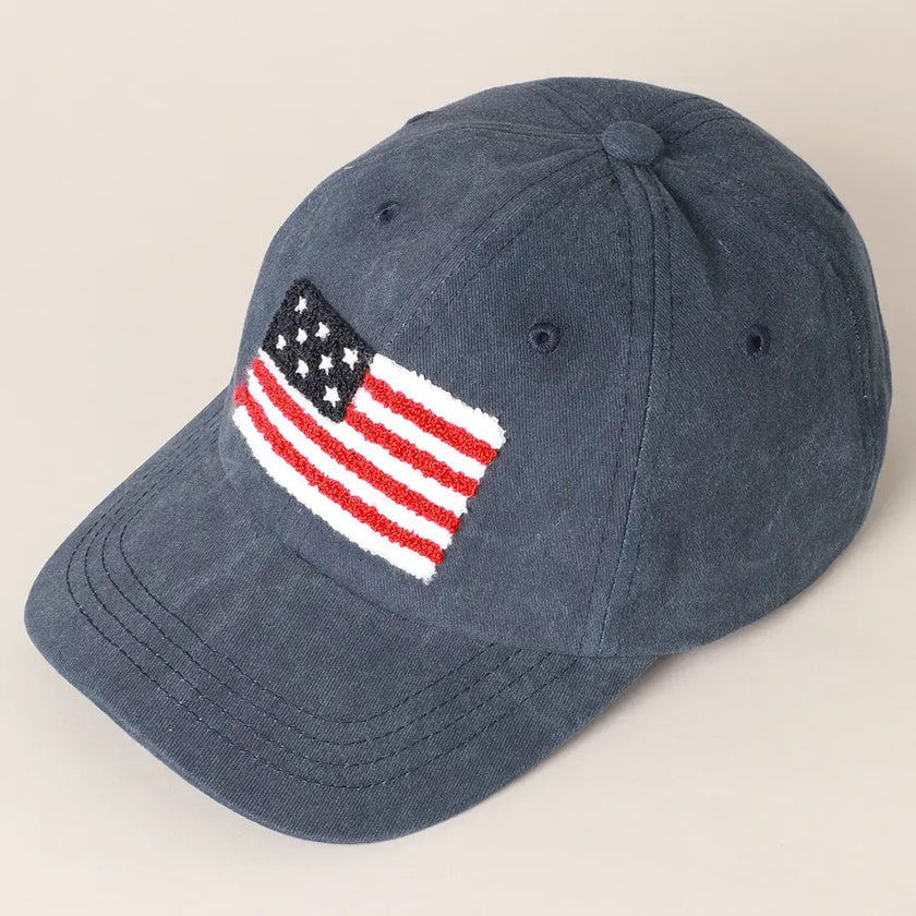 American Flag Patch Baseball Cap Navy