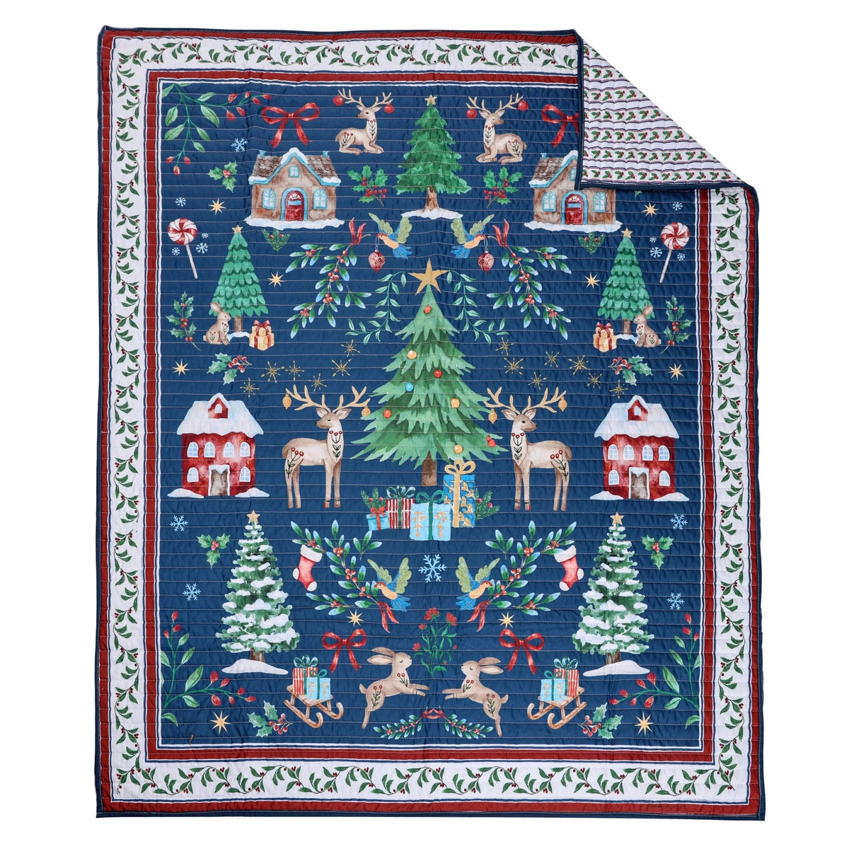 Christmas Cottage Quilted Throw