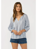 Phillis Split Neck Stripe Blouse front